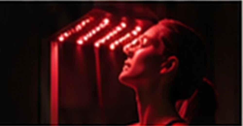 Woman relaxing under red light